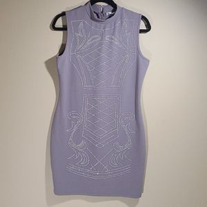 Dove grey studded body con midi dress